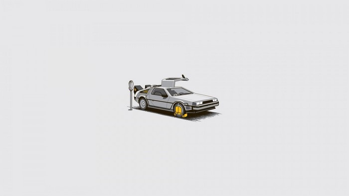 DeLorean time machine with parking ticket