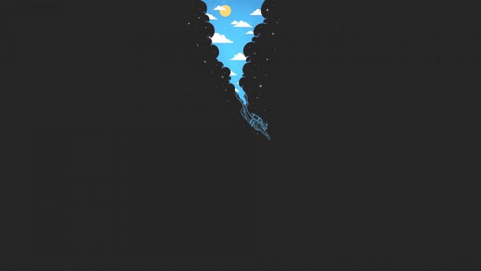 Minimalist Scuba Diver Falling Through Clouds