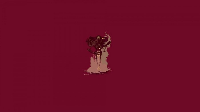 Minimalist illustration of a robot with smoke