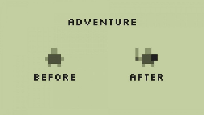Pixel art character evolution in adventure game