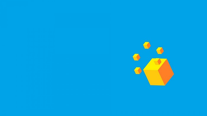 Orange and yellow cubes on a blue background