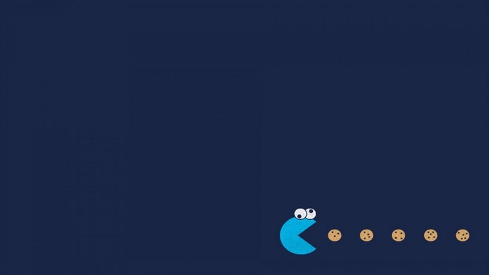 Cookie Monster from Sesame Street eating cookies