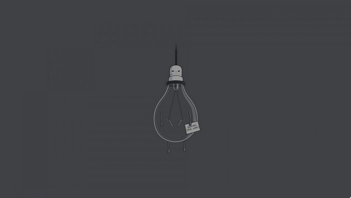 A lightbulb with a suicide note