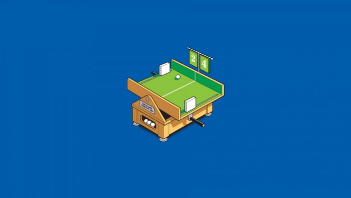 Isometric illustration of a table tennis game machine