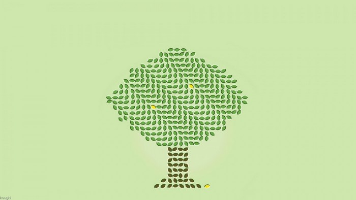 Tree made of leaves with lemons