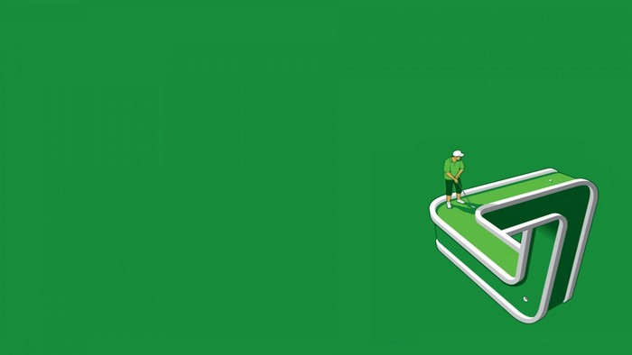 Golf player on a 3D impossible shape logo