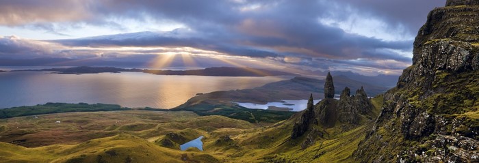 Sunbeams Over the Old Man of Storr, Isle of Skye, Scotland