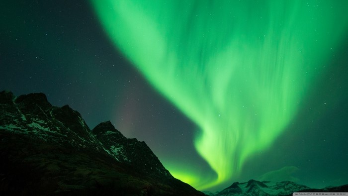 Aurora Borealis over Norwegian Mountains