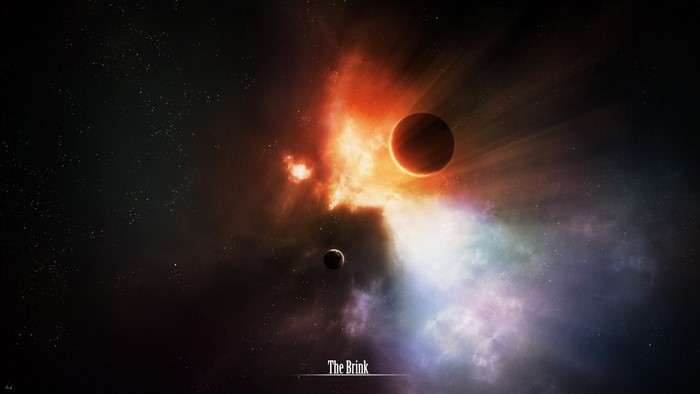 The Brink space nebula with planets
