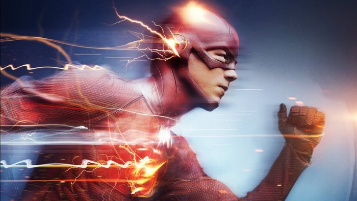 The Flash running with lightning effects