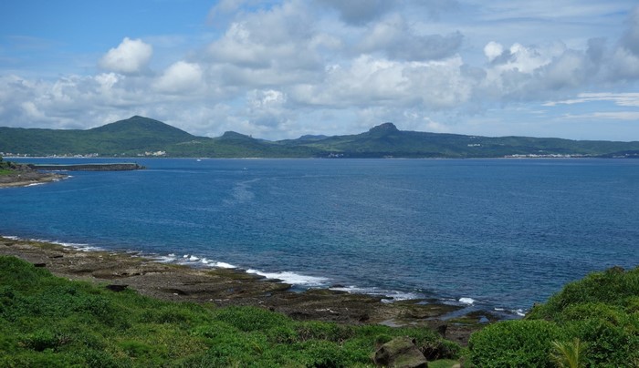 Coastal landscape with mountains and sea