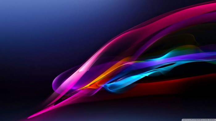 Abstract colorful light waves on dark background