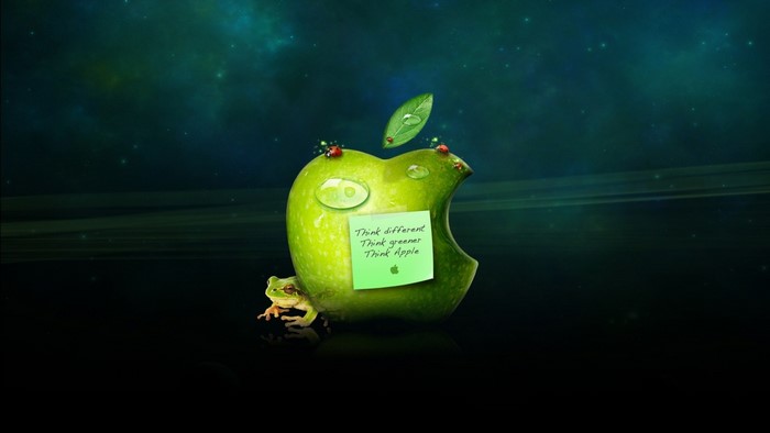 Green Apple with Frog and Ladybugs