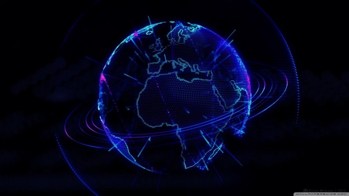 Digital Earth with Orbiting Rings and Light Rays