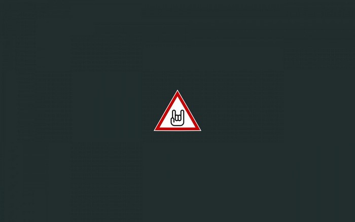 Rock and Roll Hand Sign Warning Road Sign