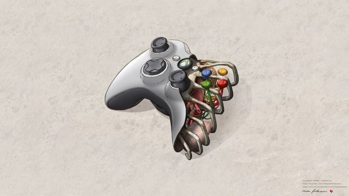 Xbox 360 controller with internal anatomy