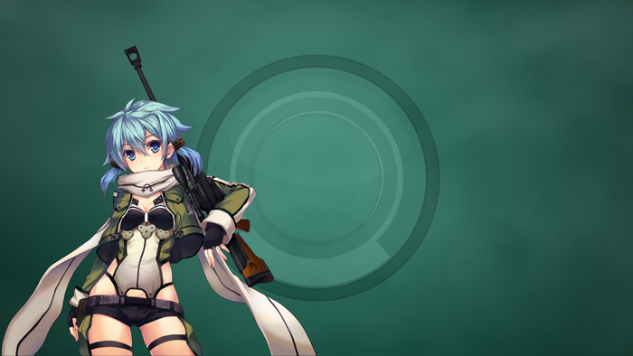 Sinon from Sword Art Online with a sniper rifle
