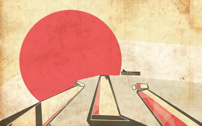 Geometric illustration with red circle and text