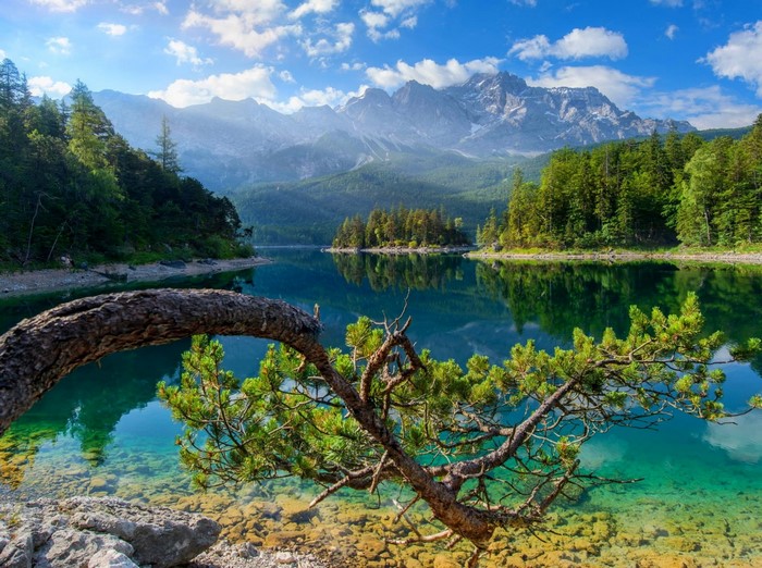 Serene Lake and Mountains in Germany National Park