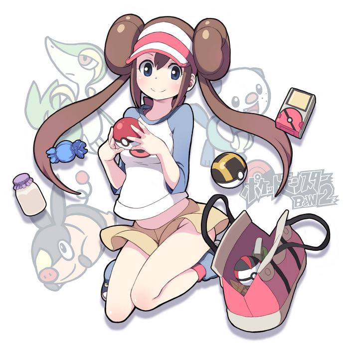 Rosa from Pokemon with Pokemon and items