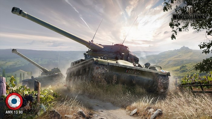 World of Tanks AMX 13 90 tanks in a landscape