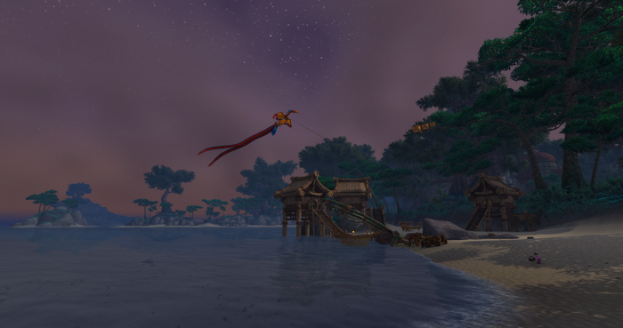 World of Warcraft: Mists of Pandaria kite over Pandaren village