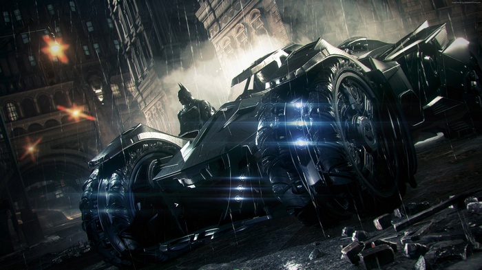 Batman from Batman Arkham Knight driving the Batmobile