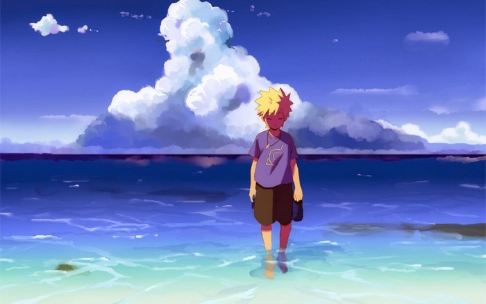 Naruto Uzumaki from Naruto Shippuden on a beach