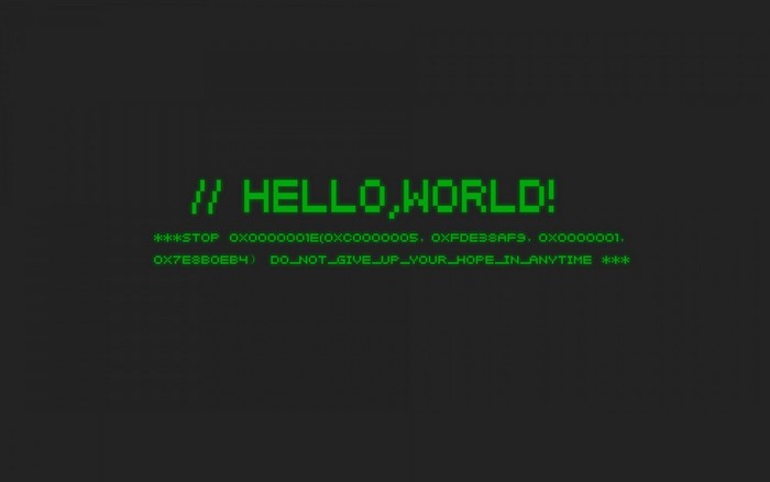Hello World code with stop command