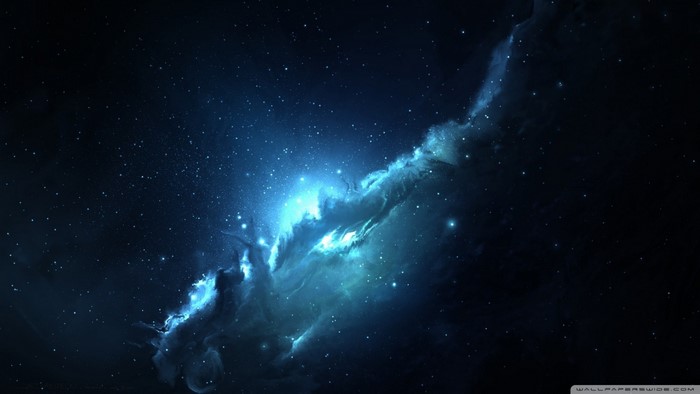 Blue nebula and stars in outer space