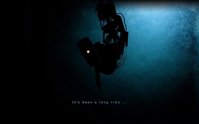 Portal 2 GLaDOS silhouette with text