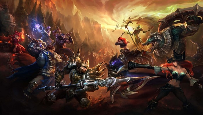 League of Legends characters in battle