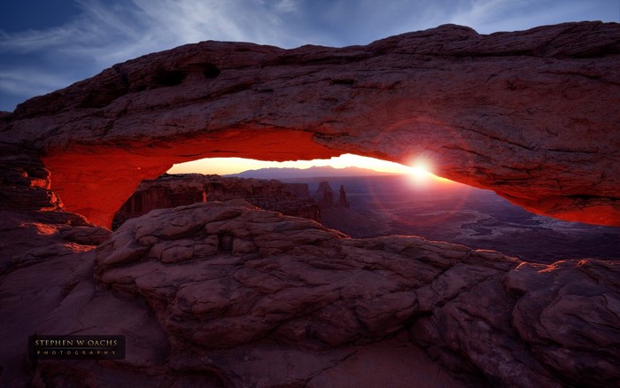 Sunrise through Mesa Arch in Canyonlands National Park