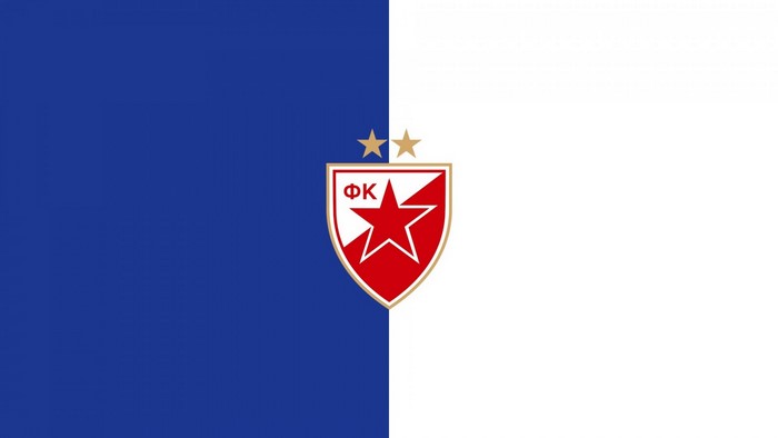 Crvena Zvezda logo on blue and white flag