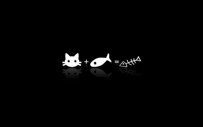 Cat plus fish equals fish skeleton