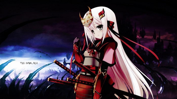 Anime girl with samurai armor and mask