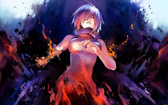 Anime girl with fiery powers