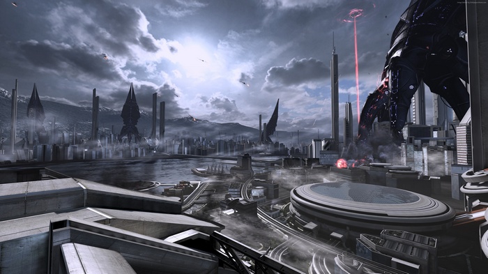 Mass Effect 4 Cityscape with Reaper