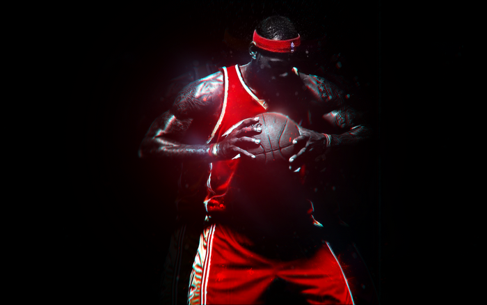 LeBron James Intense Basketball Moment in Red