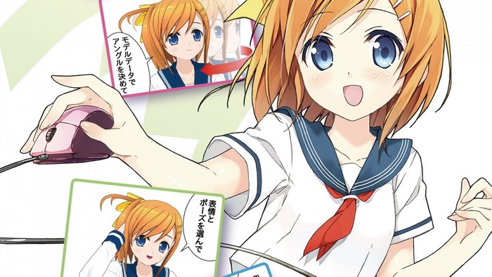 Anime girl using a computer mouse