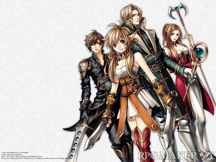 Four anime characters from RPG Maker VX
