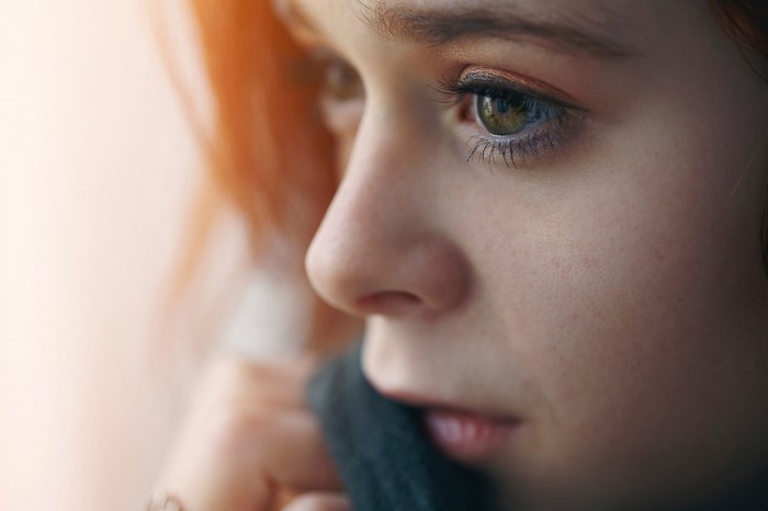 Close up of a young woman's face