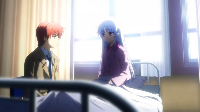 Yurippe and Kanade from Angel Beats in a hospital room