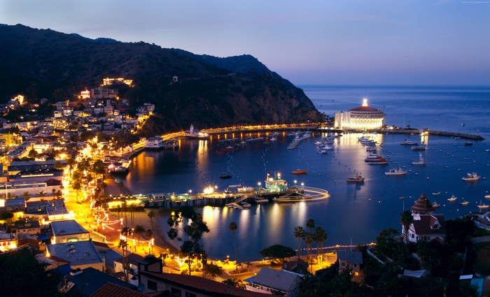 Night view of Avalon, Santa Catalina Island, California