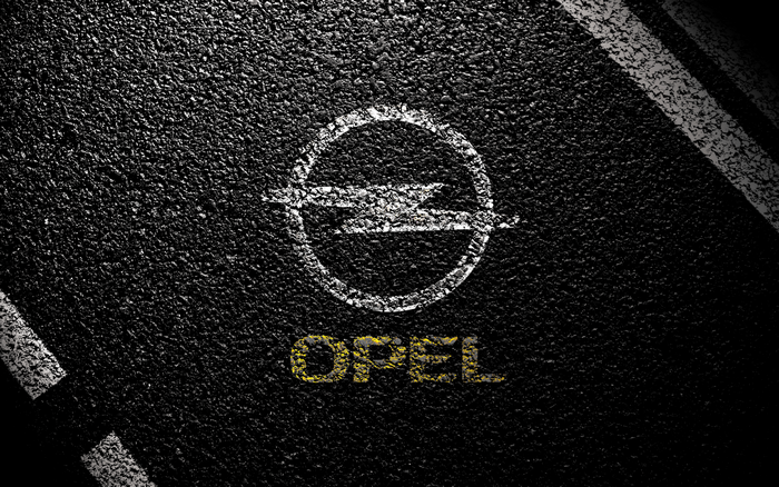 Opel logo on asphalt road