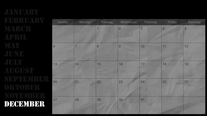 Calendar with months and days