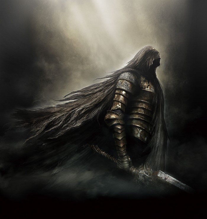 Knight with long hair and sword from Dark Souls II