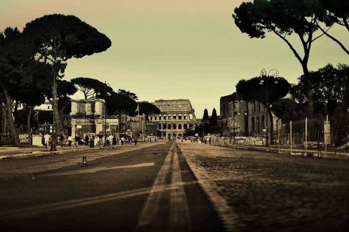 The Colosseum in Rome at Dusk