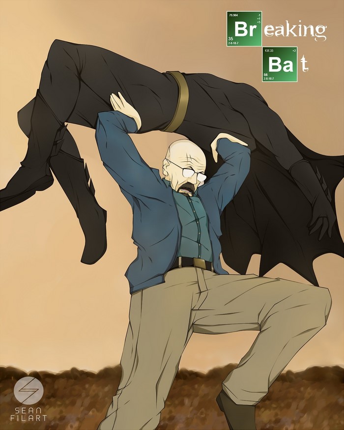 Walter White carrying Batman from Breaking Bad