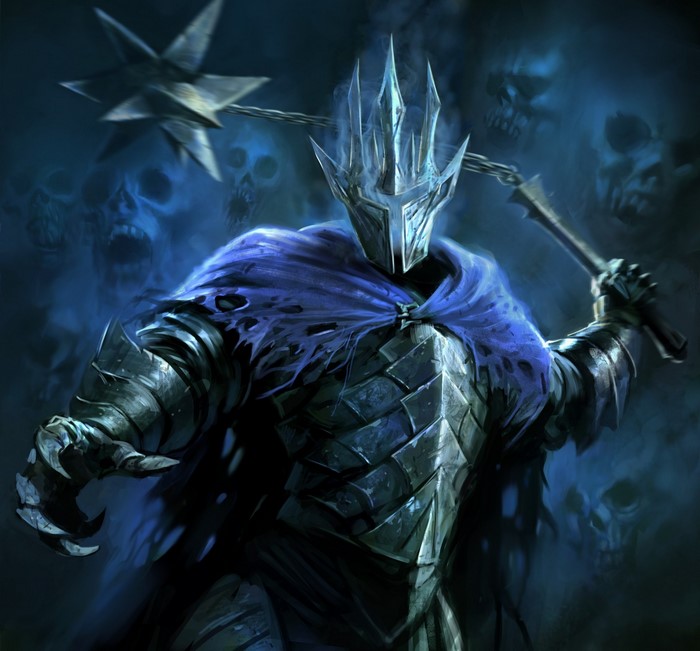 Nazgûl Wielding Mace in Dark Fantasy Scene